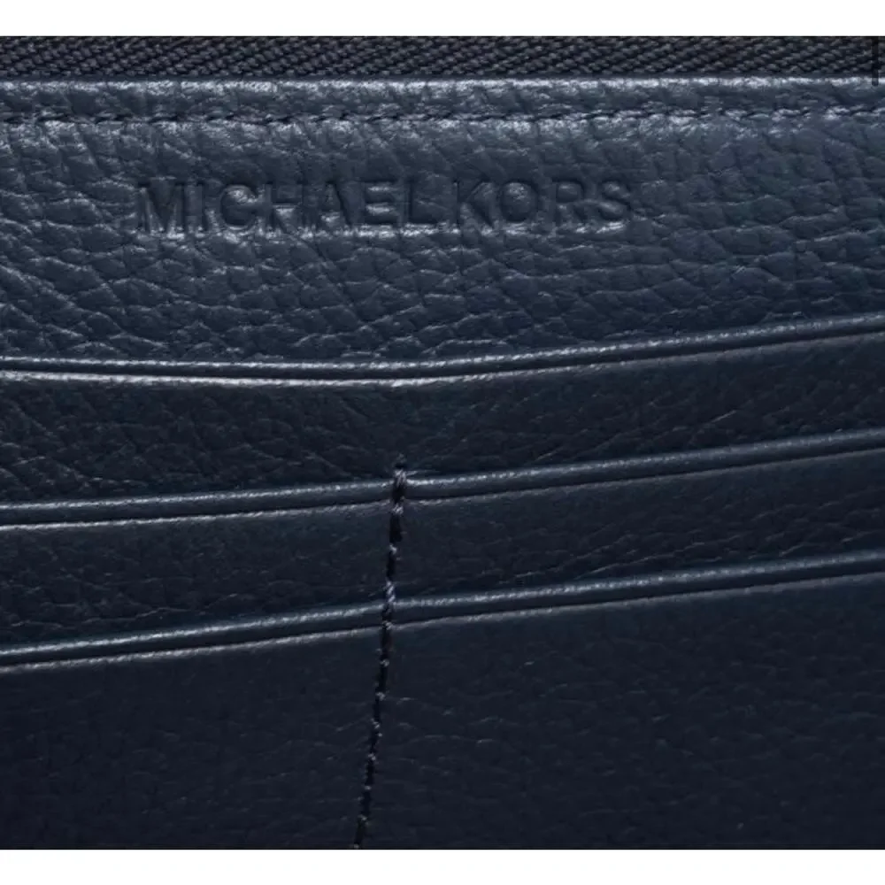Michael Kors Jet Set Navy Blue Zip Around Long Continental Wallet EUC - Picture 6 of 16
